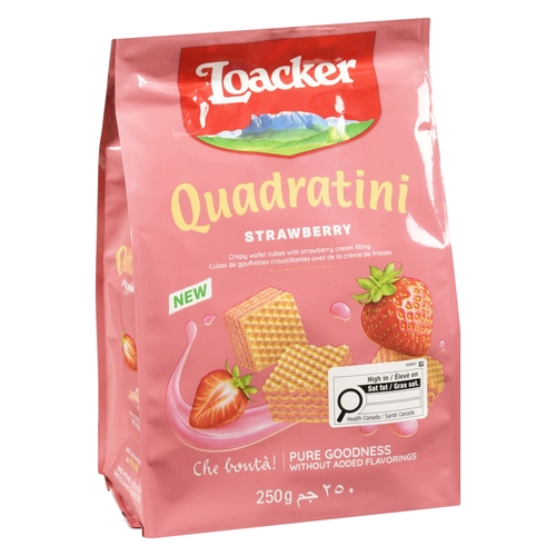 Loacker - Quadratini Bite Size Wafer Cookies - Strawberry 250g, 1 Each