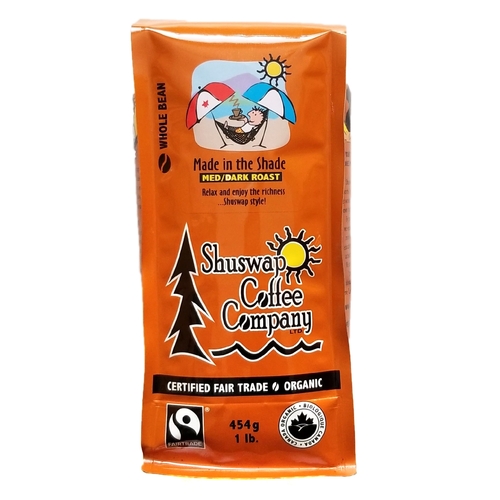 Shuswap Coffee Company - Organic Made In The Shade - Medium/Dark Roast - Whole Bean 454g, 1 Each