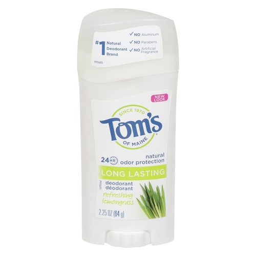 Tom's of Maine - Deodorant - Refreshing Lemongrass - Long Lasting 64g, 1 Each