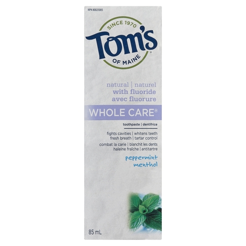 Tom's of Maine - Whole Care Toothpaste - Peppermint 85ml, 1 Each