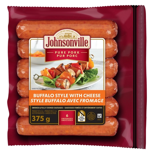 Johnsonville - Smoked Sausages - Pure Pork - Buffalo Style With Cheese 6's 375g, 1 Each