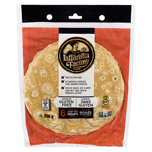 La Tortilla Factory - Tortillas Wraps - Ancient Grain Ivory Teff - Gluten Free 6's 396g, 1 Each