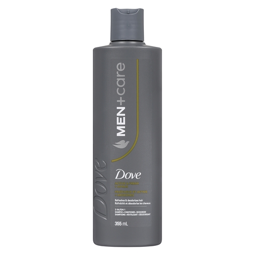 Dove - Men+Care 3 in 1 Shampoo + Conditioner + Deodorizer - Active & Fresh + Citrus 355ml, 1 Each
