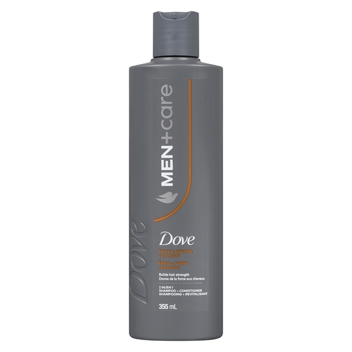 Dove - Men+Care 2 in 1 Shampoo + Conditioner - Thick & Strong + Calcium 355ml, 1 Each