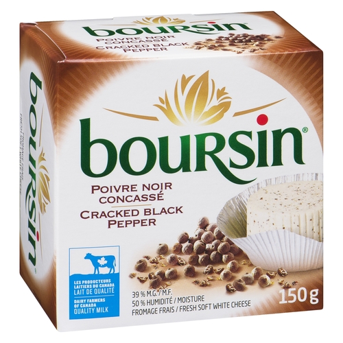 Boursin - Fresh Soft Cheese - Cracked Black Pepper 150g, 1 Each