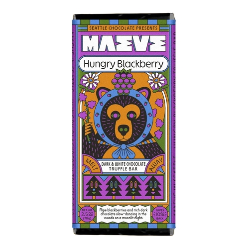 Maeve Chocolate - Dark & White Chocolate Truffle Bar - Hungry Blackberry 70g, 1 Each