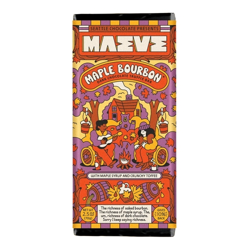 Maeve Chocolate - Dark Chocolate Truffle Bar - Maple Bourbon 70g, 1 Each