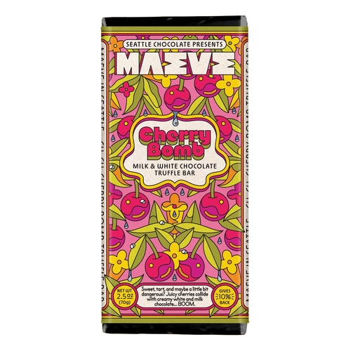 Maeve Chocolate - Milk & White Chocolate Truffle Bar - Cherry Bomb 70g, 1 Each