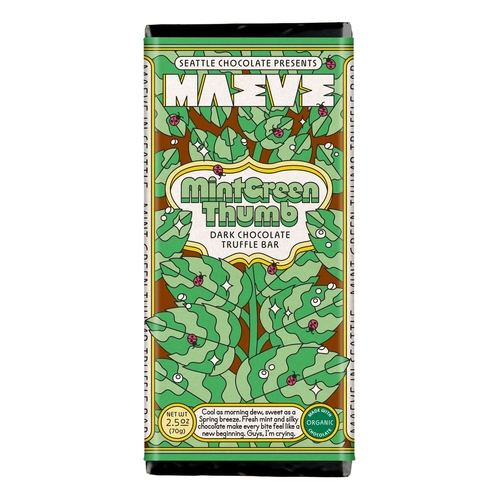 Maeve Chocolate - Dark Chocolate Truffle Bar - Mint Green Thumb 70g, 1 Each