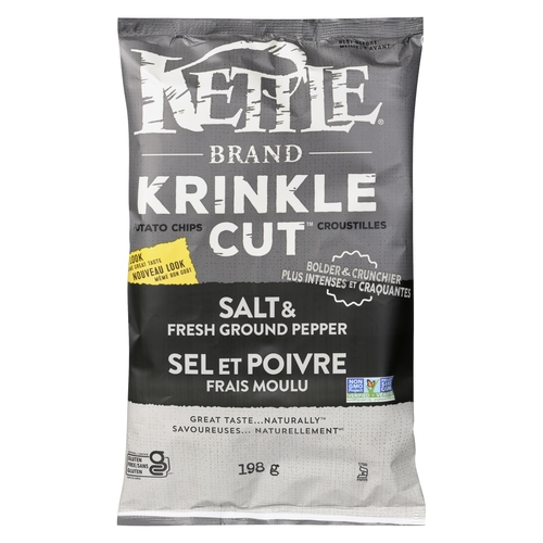 Kettle Brand - Krinkle Cut Potato Chips - Salt & Fresh Ground Pepper 198g, 1 Each