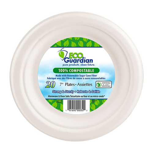 Eco Guardian - 100% Compostable 7" Plates 20s, 1 Each