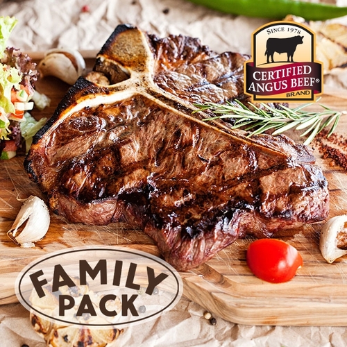 Family Pack AAA Certified Angus Beef T-Bone Steak - Avg. 2 Pieces Per Pack, 850 Gram