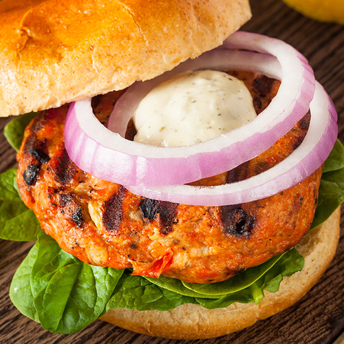 Handmade Sockeye Salmon Burger - Spinach Feta 113g, 1 Each