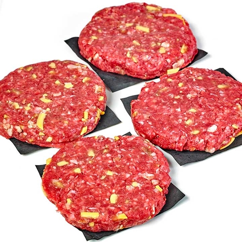 Fresh Lean Ground Beef Bacon Cheddar Burger Patty, 160 Gram