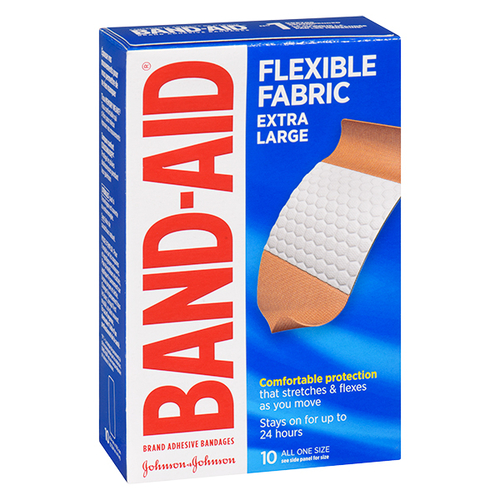 Johnson & Johnson - Band-Aid Adhesive Bandages - Flexible Fabric - Extra Large 10pk, 1 Each