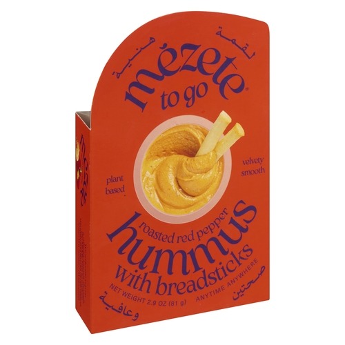 Mezete To Go Hummus with Breadsticks - Roasted Red Pepper 81g, 1 Each