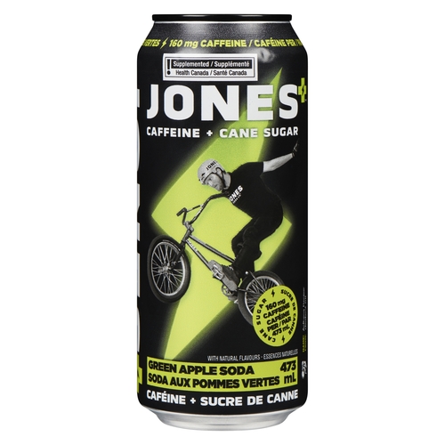 Jones Caffeine + Cane Sugar - Green Apple Soda 473ml