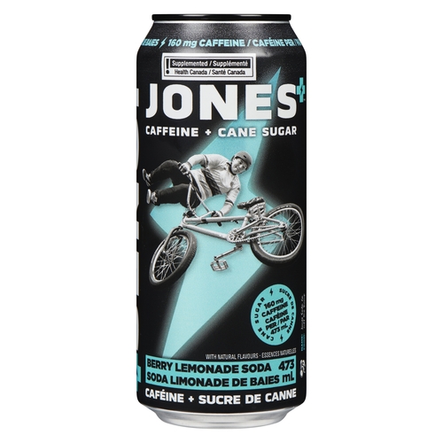 Jones Caffeine + Cane Sugar - Berry Lemonade Soda 473ml
