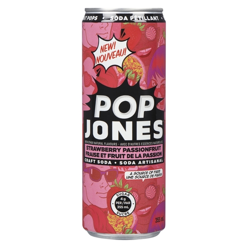 Pop Jones Craft Soda - Strawberry Passionfruit 355ml, 1 Each