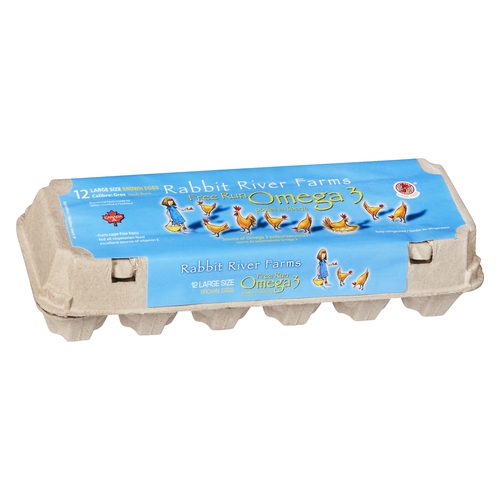 Rabbit River Farms - Free Run Omega 3 Brown Eggs - Large 12pk, 1 Each