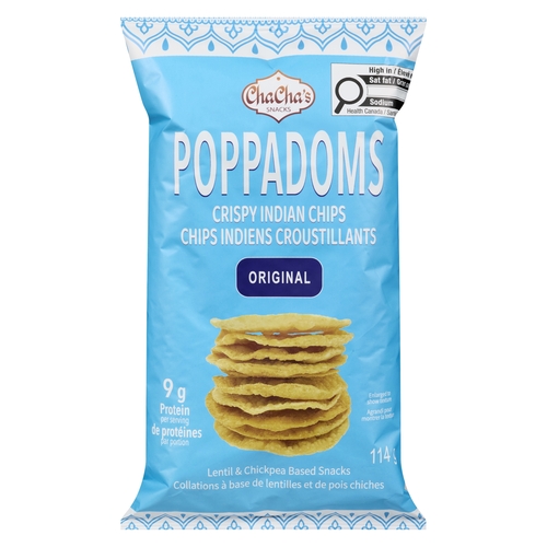 ChaCha's Snacks Crispy Indian Chips Poppadoms - Original 114g, 1 Each