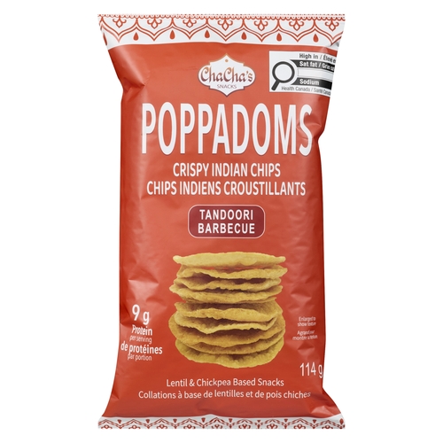 ChaCha's Snacks Crispy Indian Chips Poppadoms - Tandoori Barbecue 114g, 1 Each