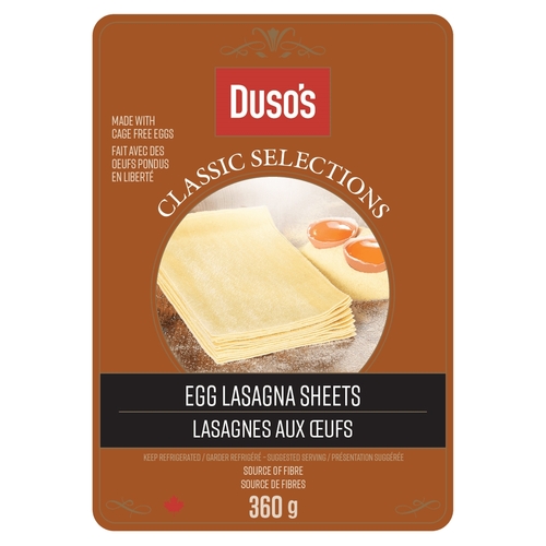 Duso's - Fresh Pasta - Classic Selections - Egg Lasagna Sheets 360g, 1 Each