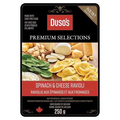 Duso's - Fresh Pasta - Premium Selections - Spinach & Cheese Ravioli 250g, 1 Each