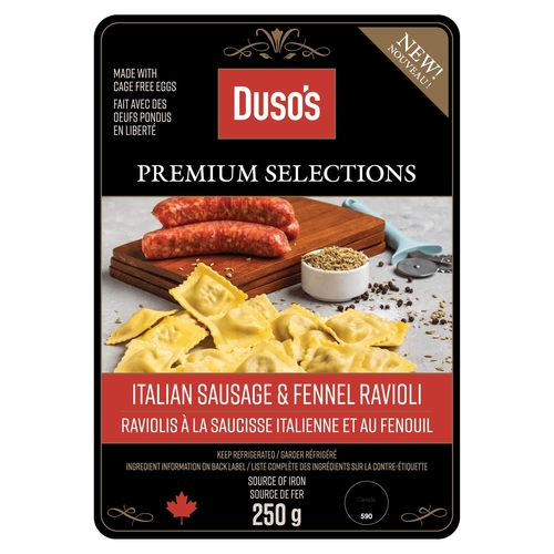 Duso's - Fresh Pasta - Premium Selections - Italian Sausage & Fennel Ravioli 250g, 1 Each