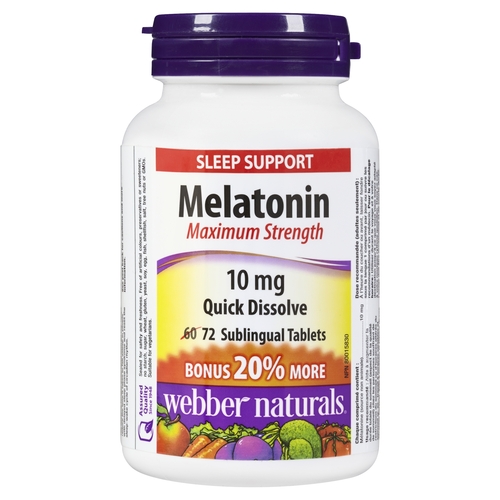 Webber Naturals - Melatonin Maximum Strength 72/10mg