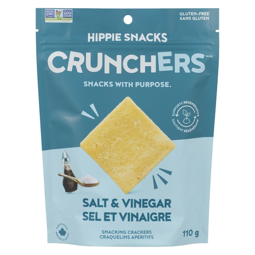 Hippie Snacks - Crunchers Snacking Crackers - Salt & Vinegar 110g, 1 Each