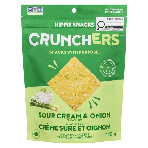 Hippie Snacks Crunchers Snacking Crackers - Sour Cream & Onion 110g, 1 Each