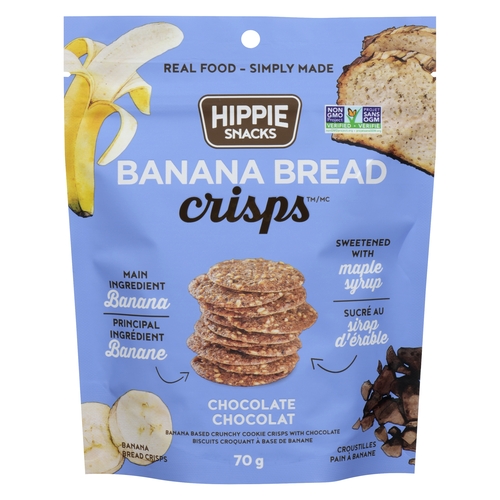 Hippie Snacks - Banana Bread Crisps - Chocolate 70g, 1 Each