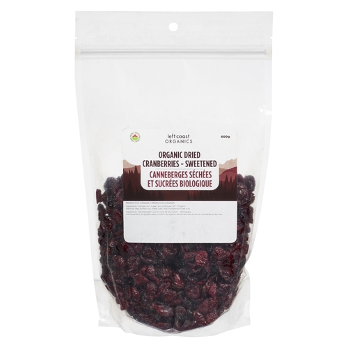 Left Coast Organics - Organic Dried Cranberries - Sweetened 600g, 1 Each