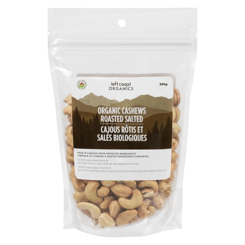 Left Coast Organics - Organic Cashews - Roasted Salted 350g, 1 Each