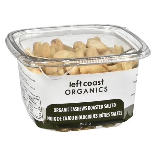Left Coast Organics -Organic Cashews Roasted Salted 250g, 1 Each