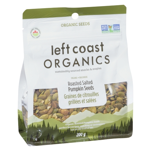 Left Coast Organics - Organic Pumpkin Seeds - Roasted Salted 200g, 1 Each