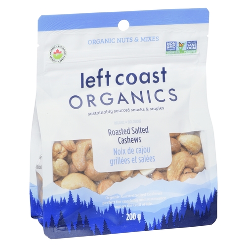 Left Coast Organics - Organic Cashews - Roasted Salted 200g, 1 Each