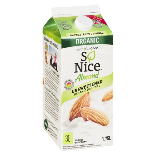 Earth's Own - So Nice Organics Fortified Almond Beverage - Original - Unsweetened 1.75l, 1 Each