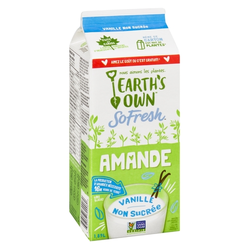 Earth's Own - Fortified Almond Beverage - Vanilla - Unsweetened 1.89l, 1 Each