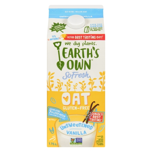 Earth's Own - Fortified Oat Beverage - Vanilla - Unsweetened - Gluten-Free 1.75l, 1 Each