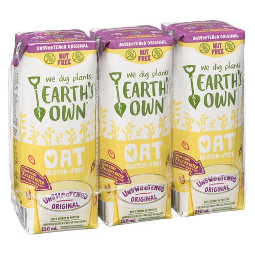 Earth's Own - Fortified Oat Beverage - Original - Unsweetened - Gluten-Free 3/250ml, 1 Each