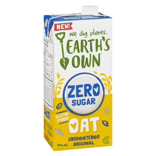Earth's Own - Fortified Gluten-Free Oat Beverage - Zero Sugar Unsweetened Original 946ml, 1 Each