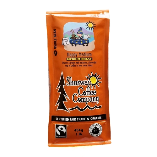 Shuswap Coffee Company - Organic Happy Medium - Medium Roast - Whole Bean 454g, 1 Each