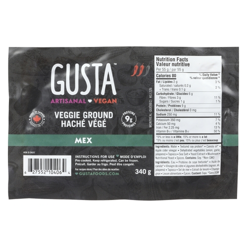 Gusta - Vegan Veggie Ground - Mex 340g, 1 Each