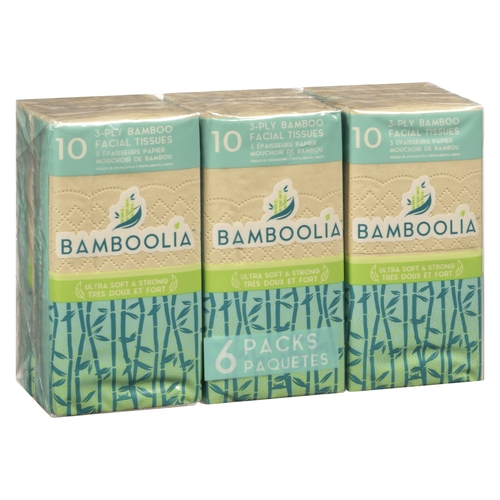 Bamboolia - Bamboo Facial Tissues Ultra Soft & Strong - 3-Ply 6/10pk, 1 Each