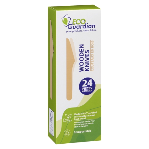 Eco Guardian - Compostable Wooden Knives 24s, 1 Each