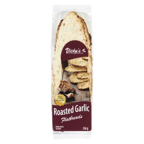 Vicky's - All Natural Artisan Flatbread - Roasted Garlic 130g, 1 Each