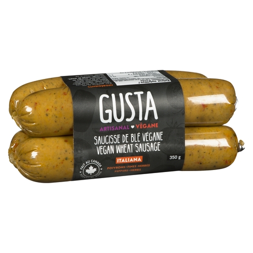 Gusta - Vegan Wheat Sausage - Italiana • Peppers • Herbs 4's 350g, 1 Each