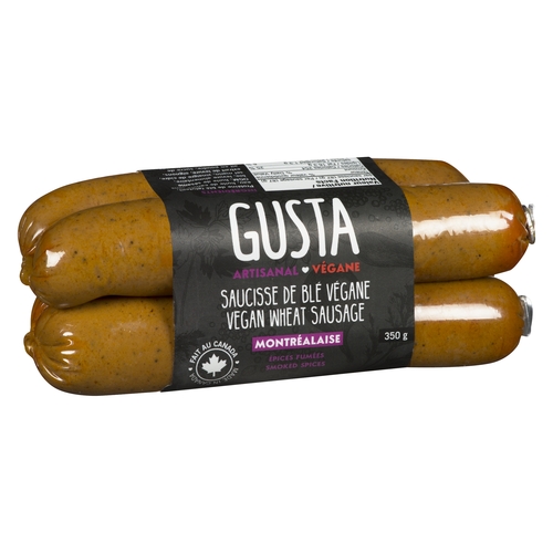 Gusta - Vegan Wheat Sausage - Montrealaise • Smoked Spices 4's 350g, 1 Each